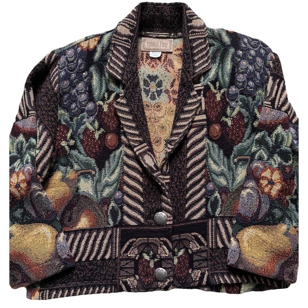 Vintage Painted Pony Tapestry Jacket Size Small Western Fruit Floral USA